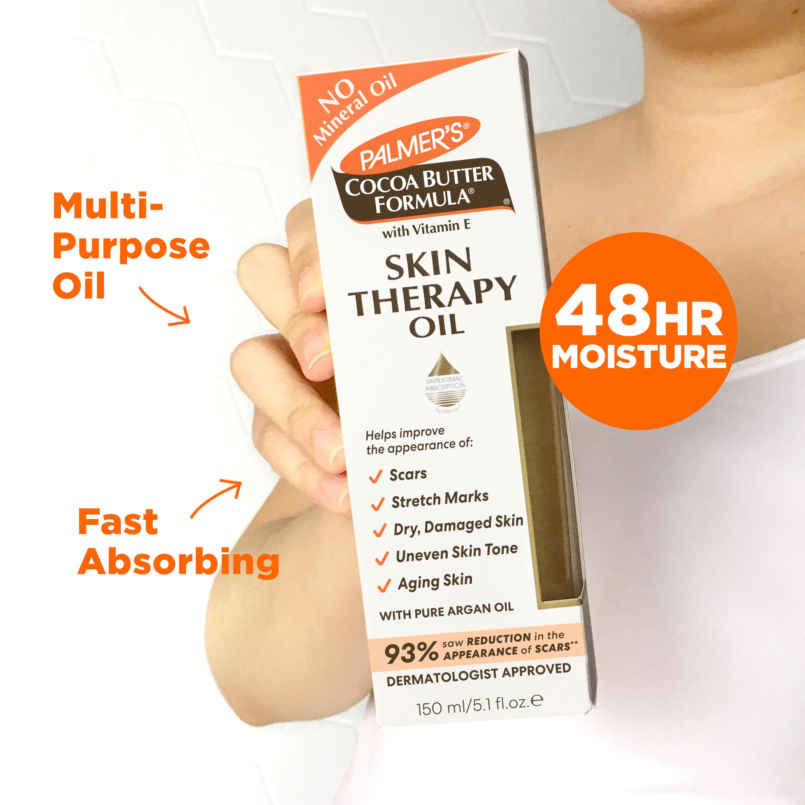 Palmers body oil for scars and stretch marks usage demonstration