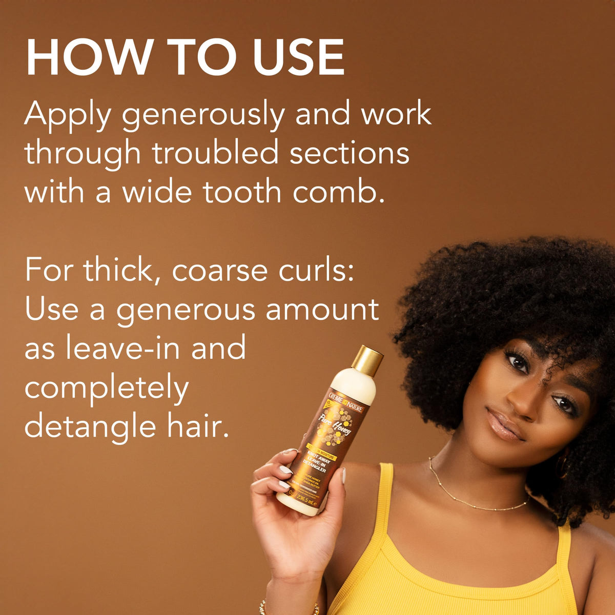 Creme Of Nature Pure Honey Knot Away Leave In Detangler styled curly hair results