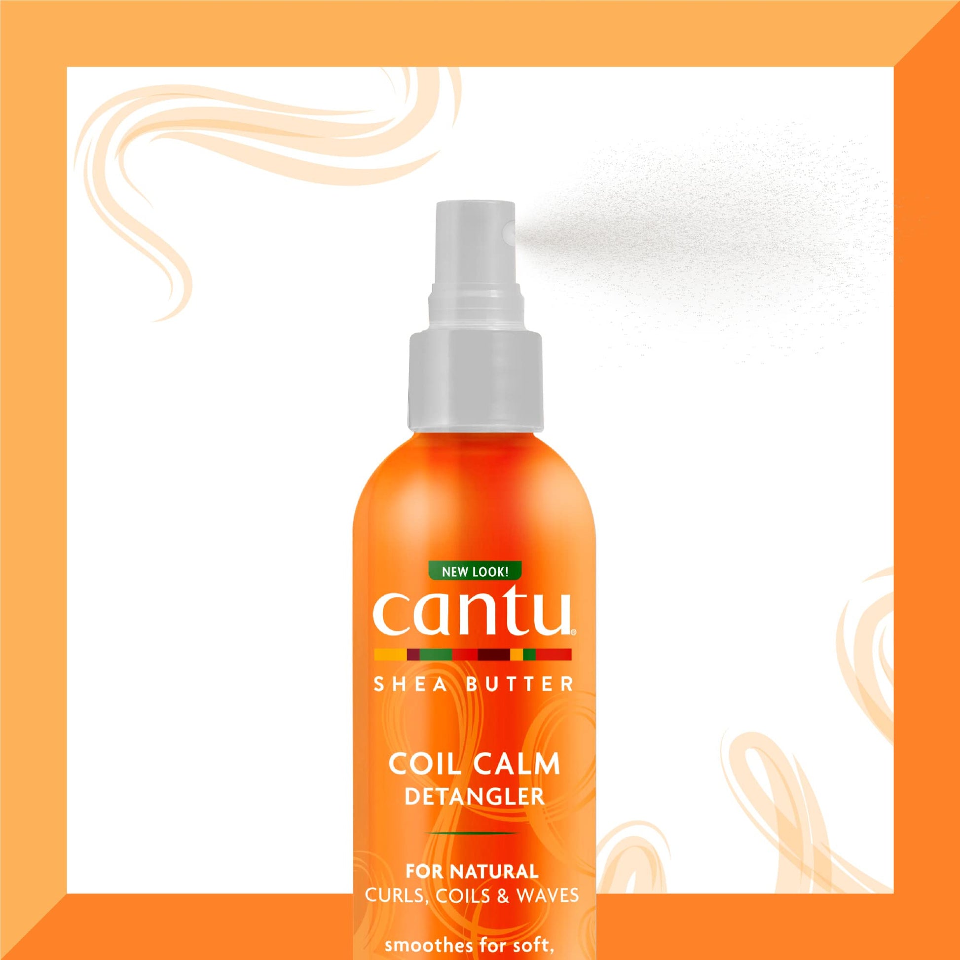 Close up shot of the Cantu shea butter detangler nozzle and packaging for natural hair care routines.