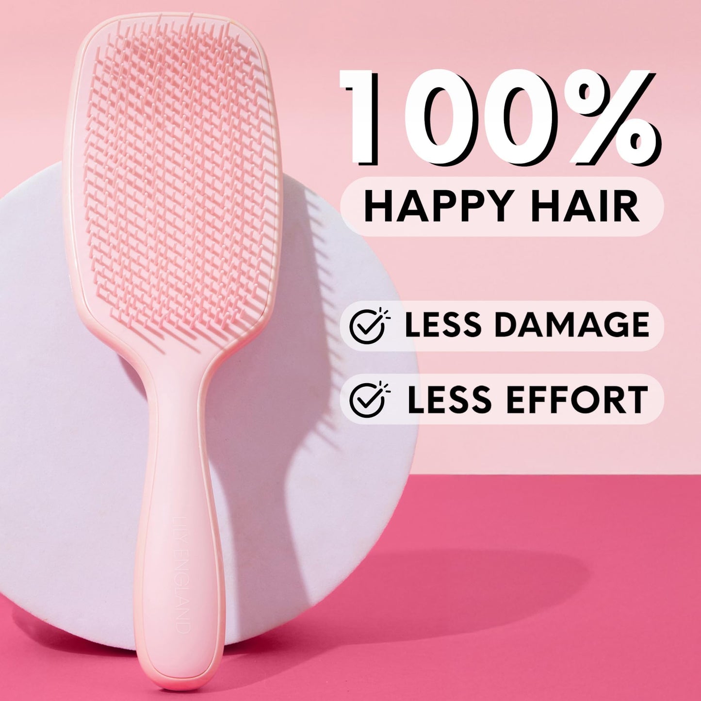 Lily England styling brush packaging back view with product details.