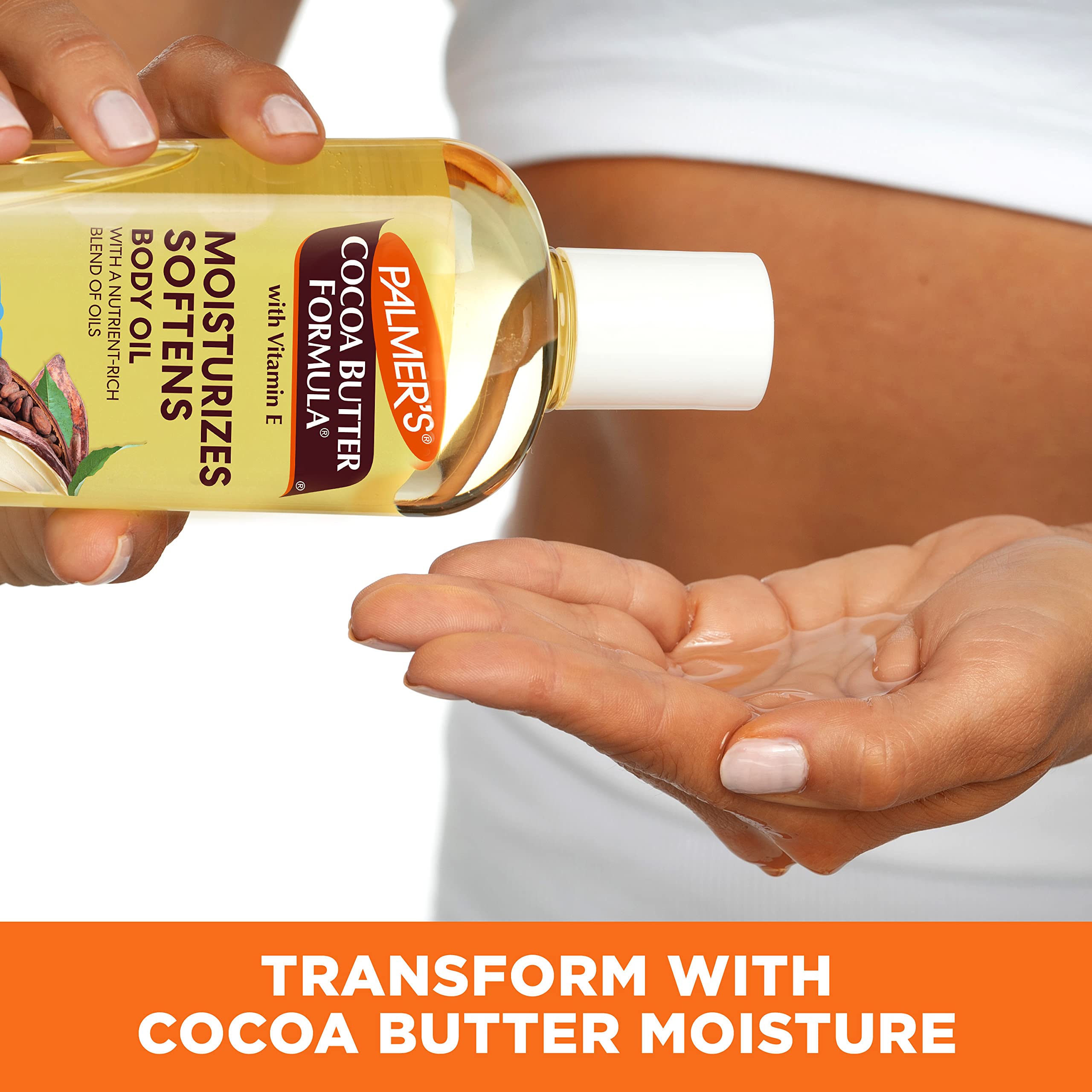 Back label of Palmer's Moisturizing Body Oil with Vitamin E