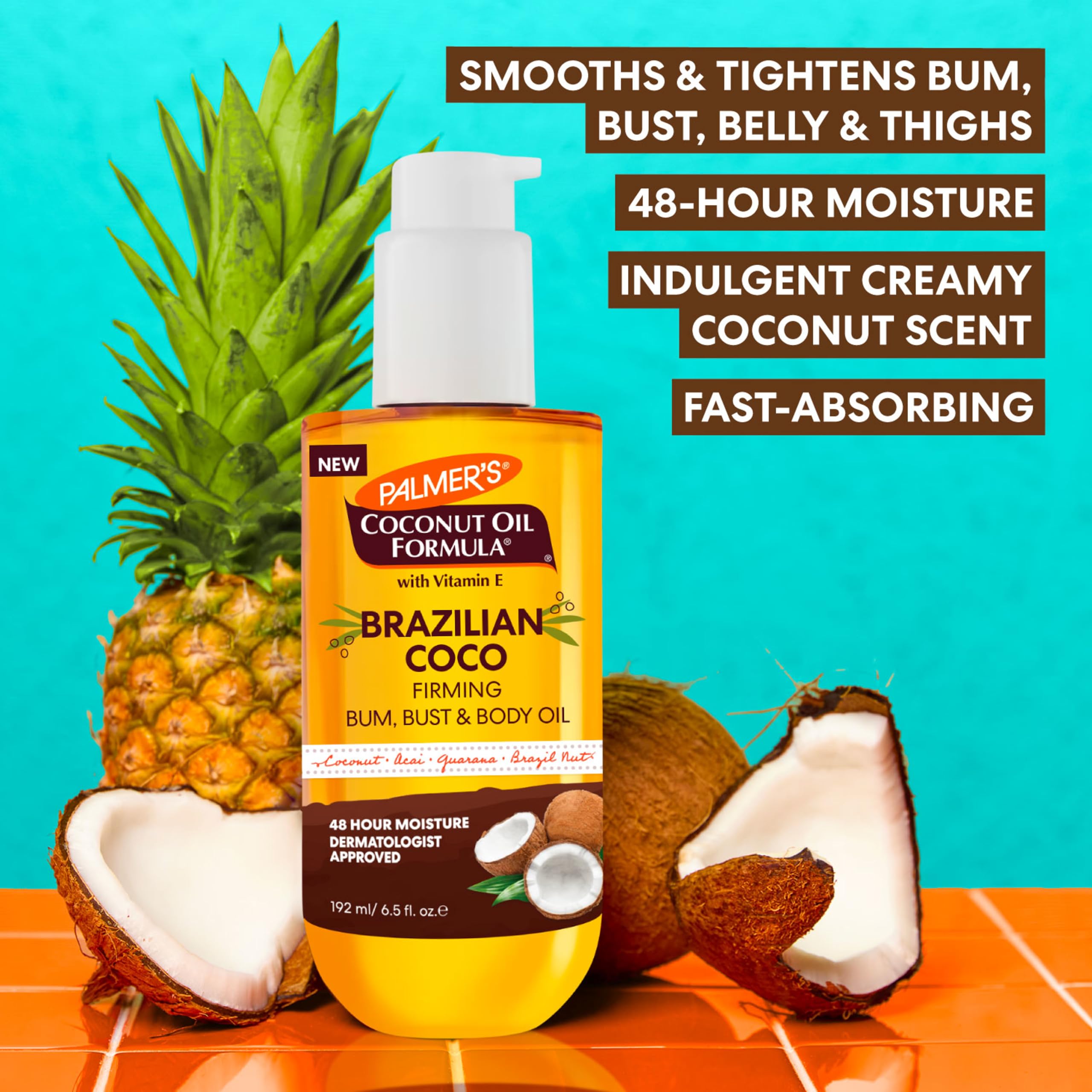 Authentic Palmers Coconut Oil Brazilian Coco Firming Oil side view