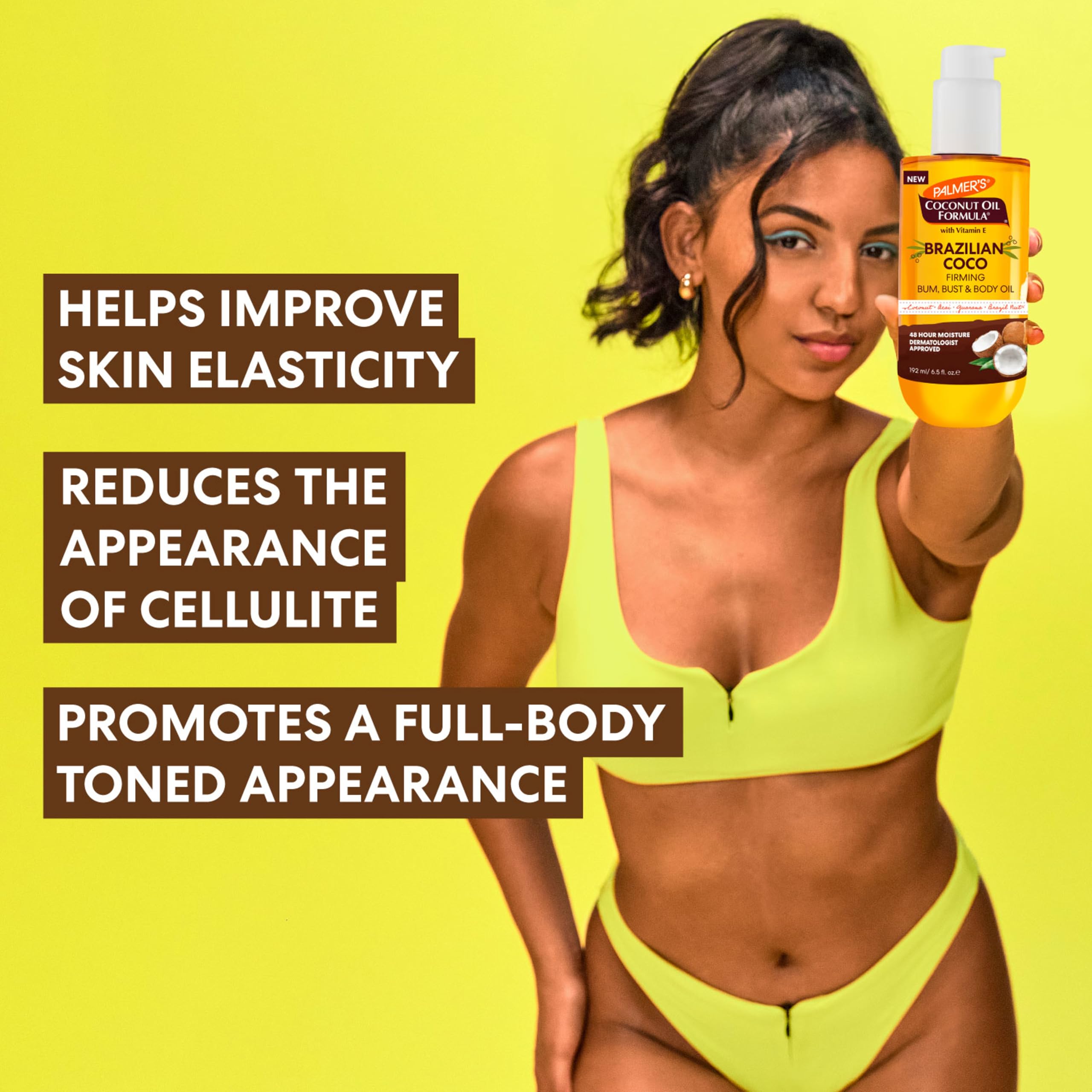 Application demonstration of Palmers Brazilian Coco Firming Body Oil