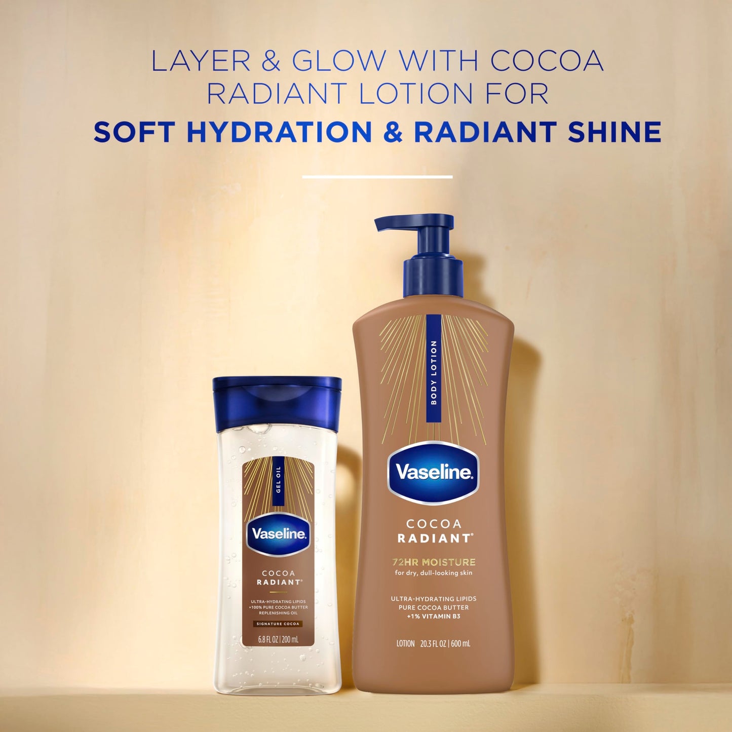Back label of Vaseline Cocoa Radiant body gel oil