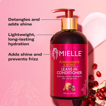 Texture shot of the lightweight white cream formula of Mielle leave in conditioner