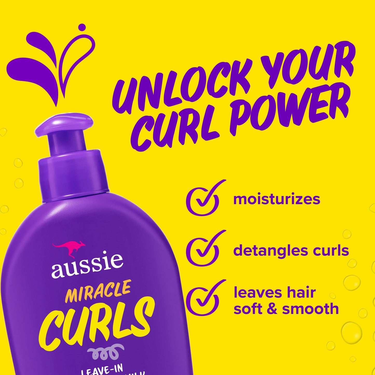 Back label of Aussie Miracle Curls Detangling Milk displaying directions and ingredients