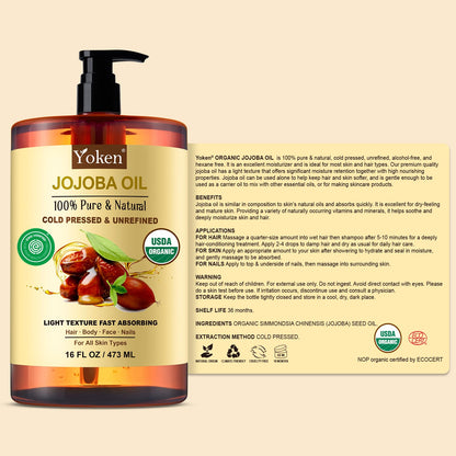 Natural jojoba oil in a glass dropper or dispenser