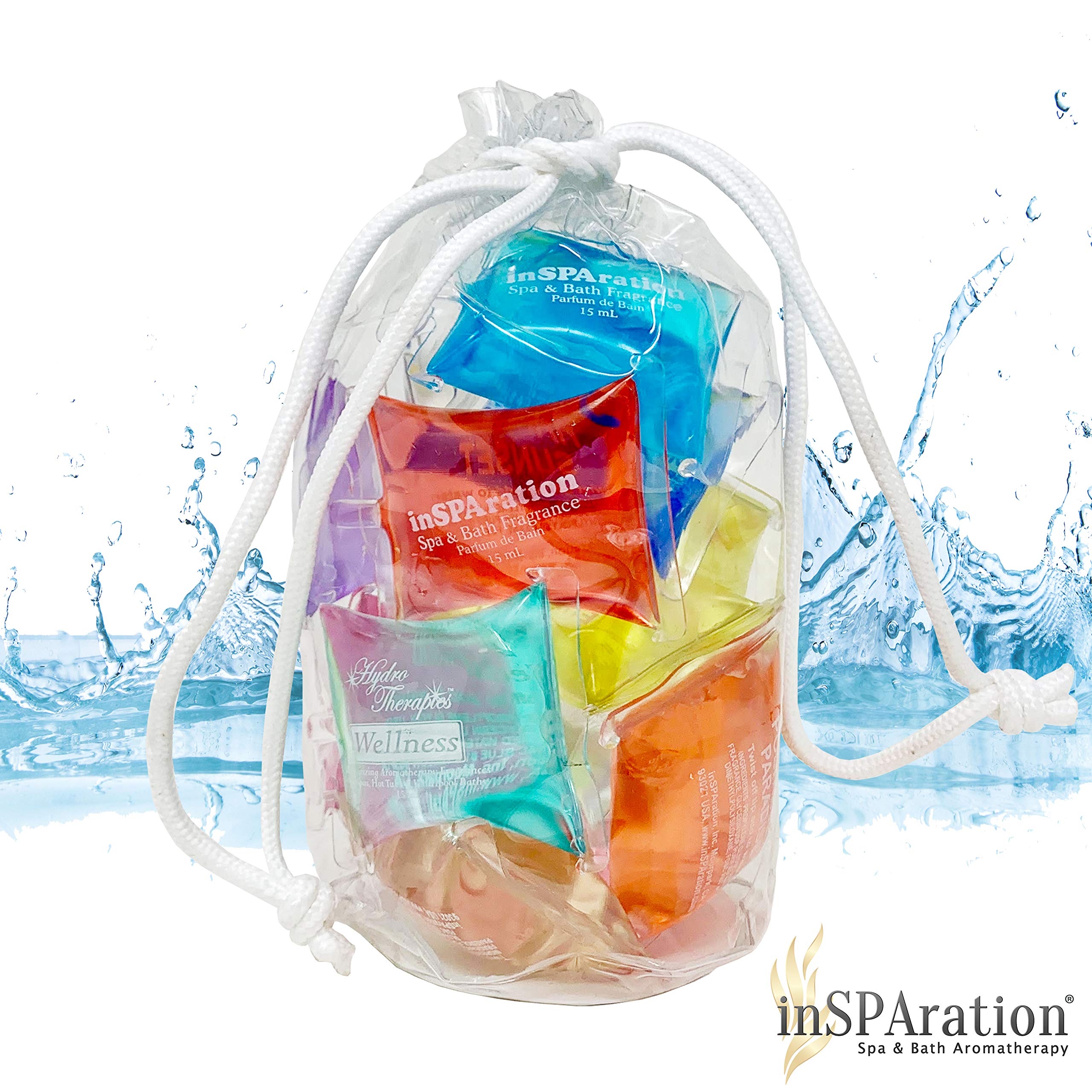 Close up of inSPAration 0.5 fluid ounce fragrance pillow packet for hot tubs.