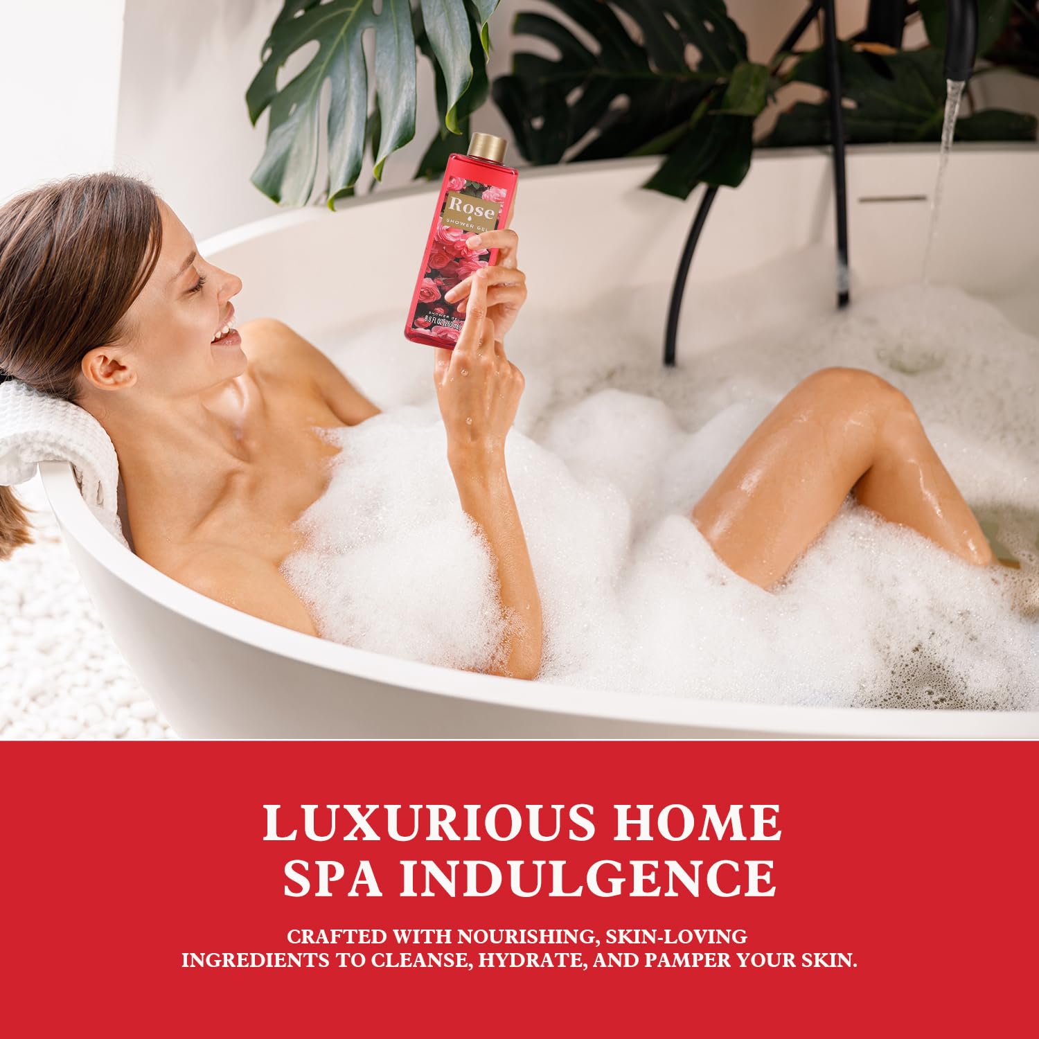 Spa Luxetique rose bath gift set arranged for gifting