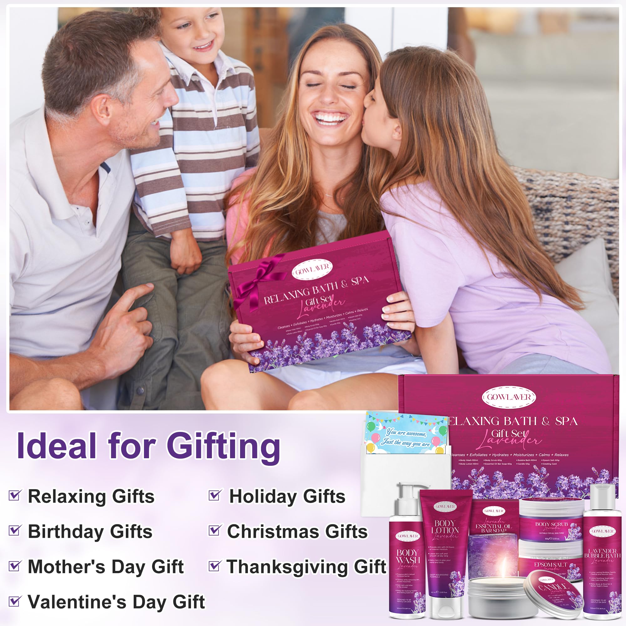 Gowlaver spa gift set with body wash and lotion bottles