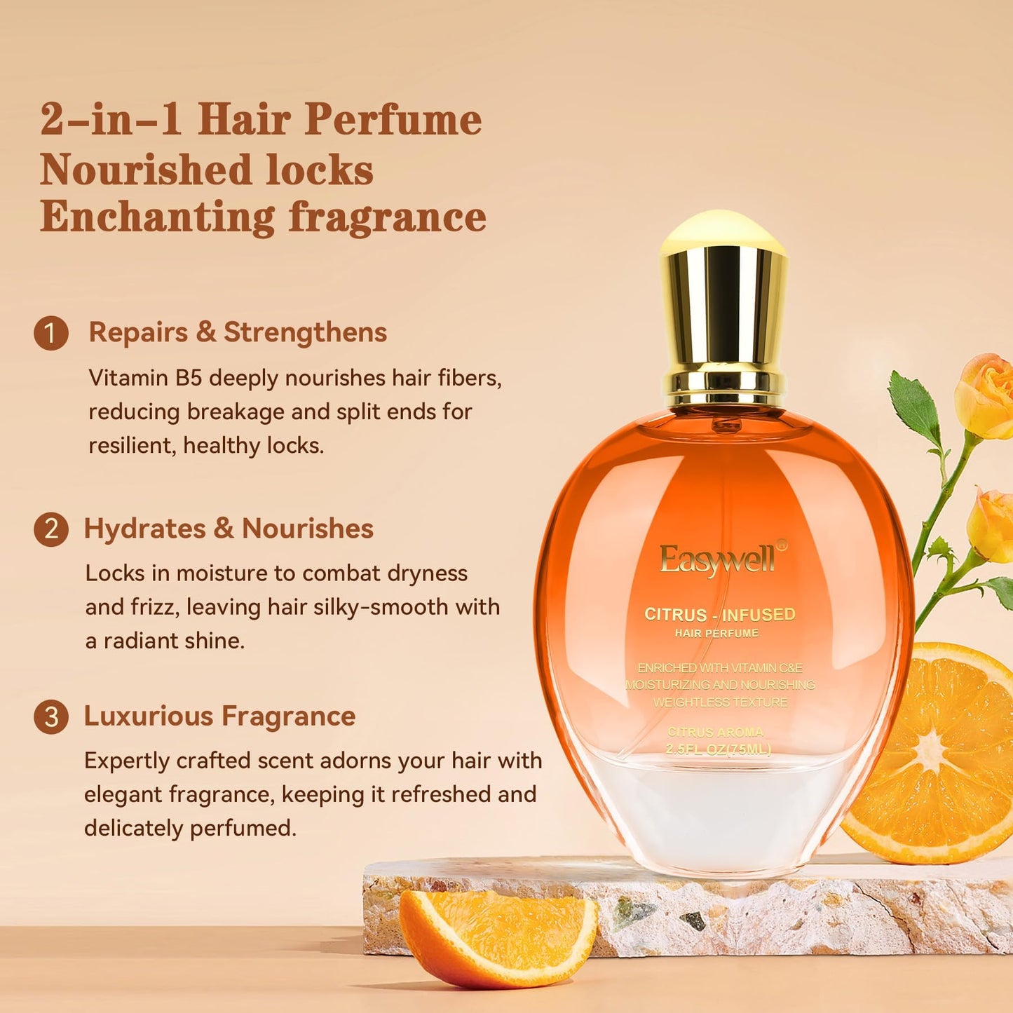 Easywell citrus hair fragrance bottle 2.5 fluid ounce