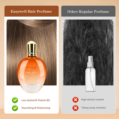 Back of Easywell hair care spray bottle with ingredient details