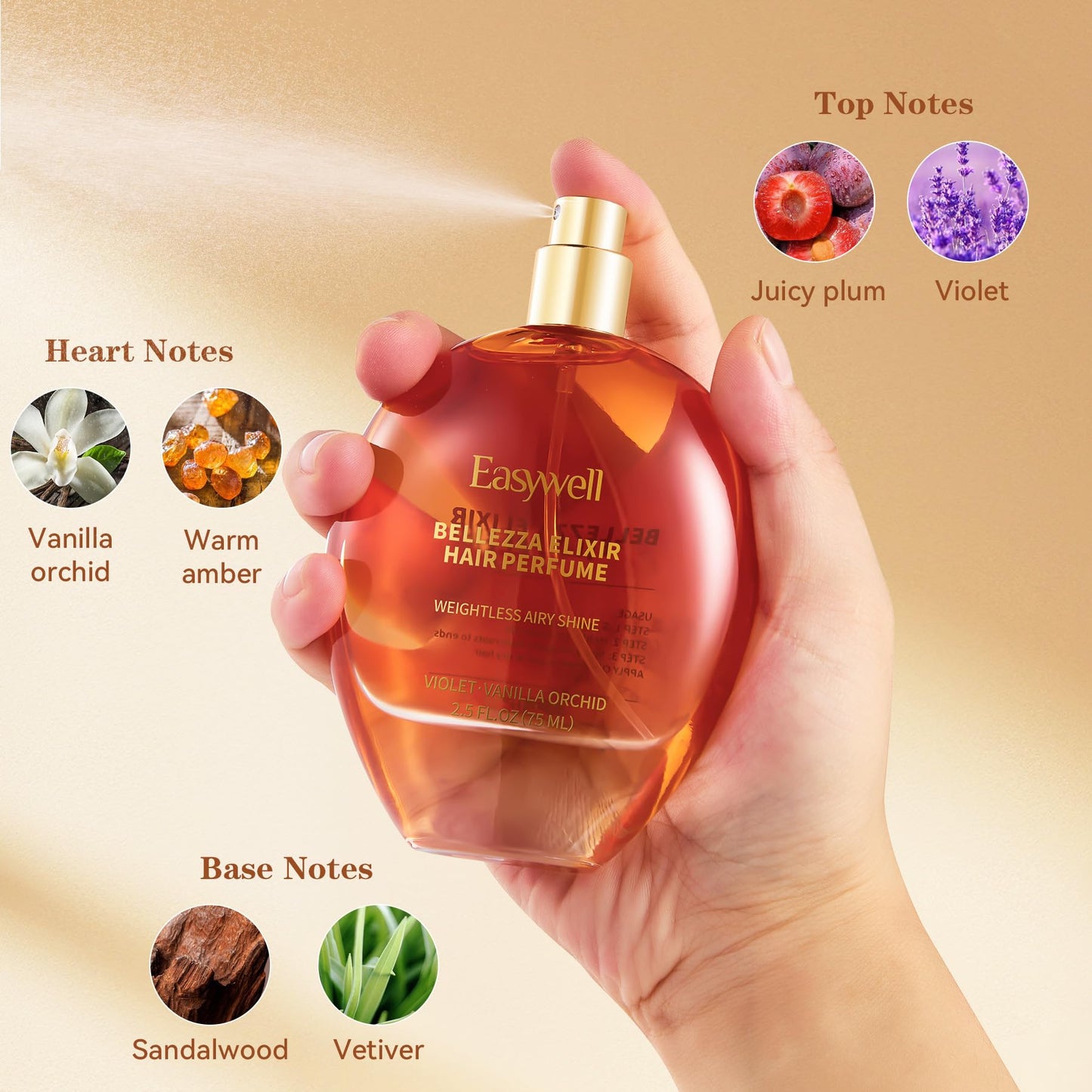 Easywell Violet Vanilla Orchid hair fragrance mist bottle