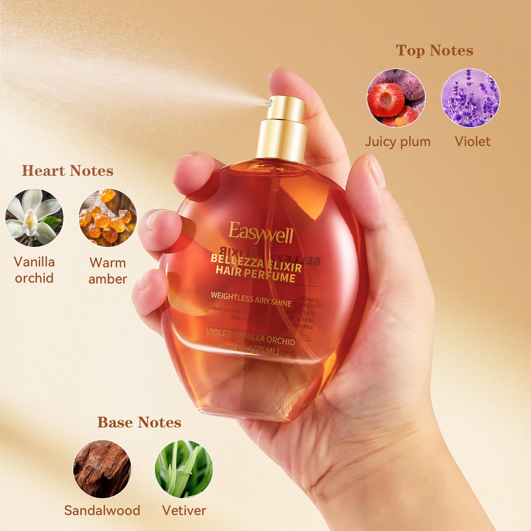 Easywell Violet Vanilla Orchid hair fragrance mist bottle
