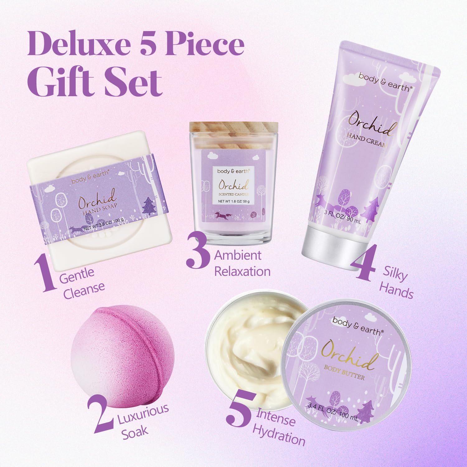 Orchid spa bath bomb and bar soap set
