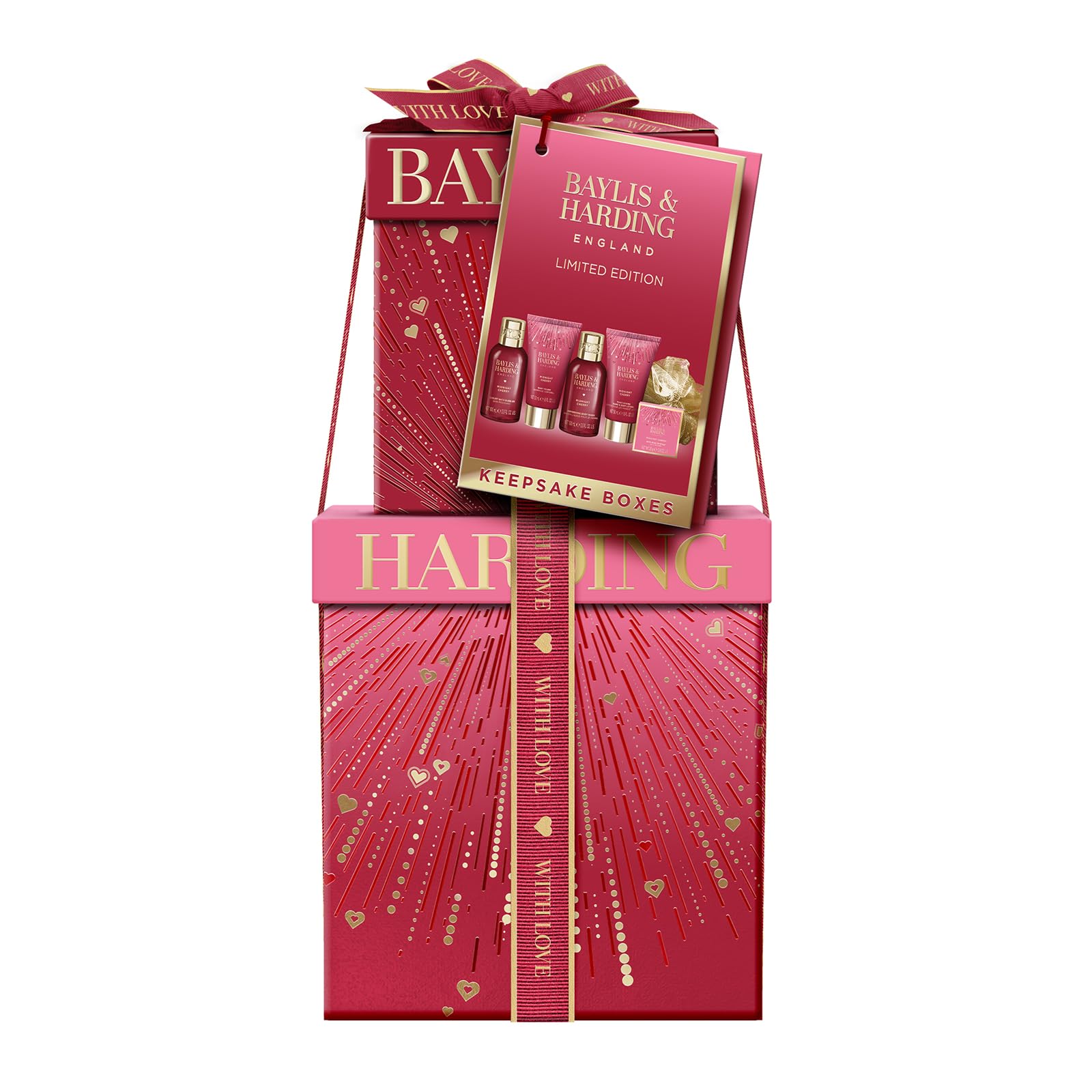 Heart shaped keepsake gift box with beauty products
