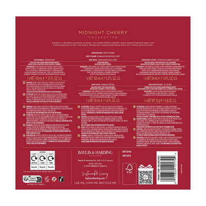 Contents of the Midnight Cherry pamper set displayed