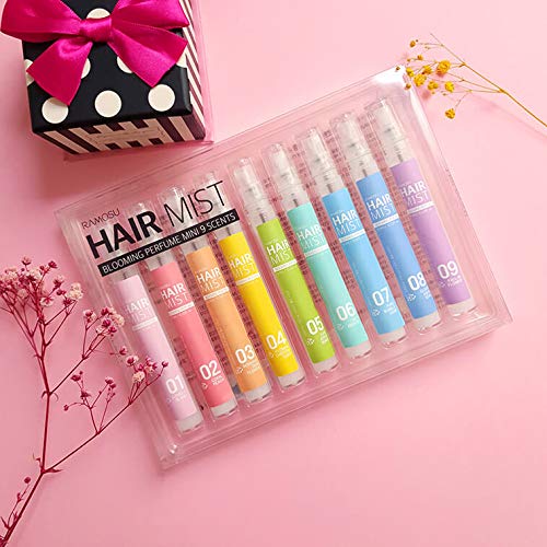 Ramosu Hair Mist set displaying individual 9.5ml fragrance bottles