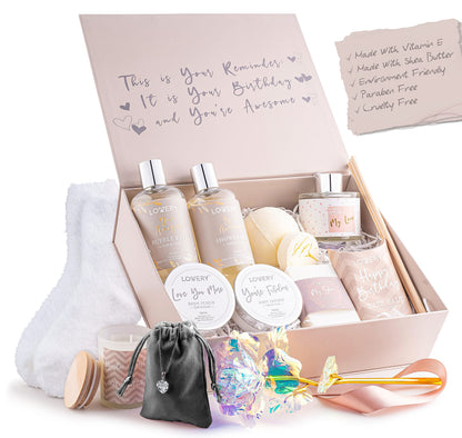 Lovery spa gift set contents including necklace and rose