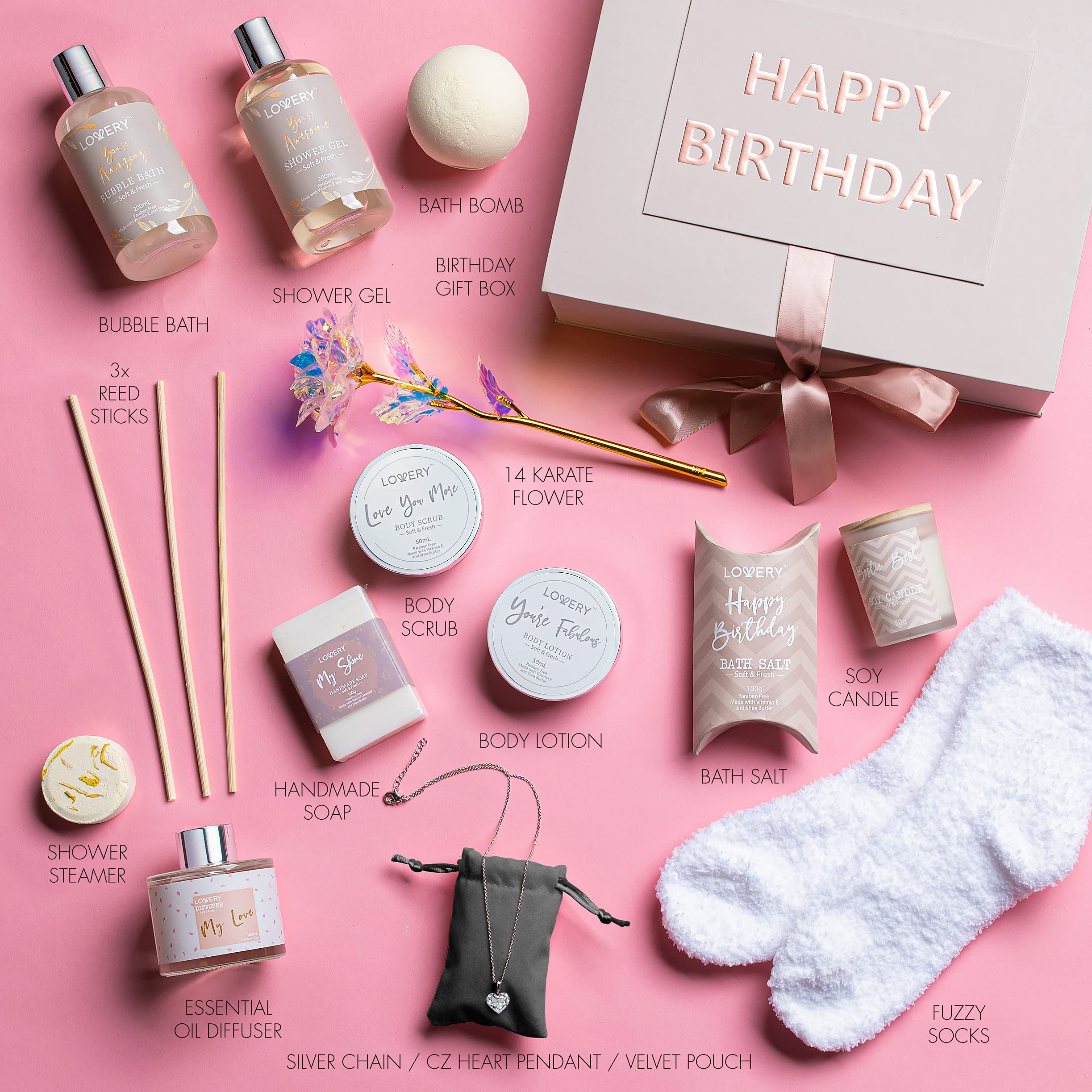 Vitamin E infused bath and body products in Lovery gift box