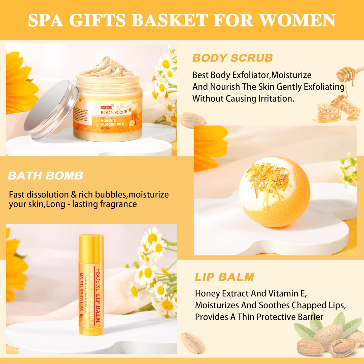 Hsoeixl spa gift basket golden packaging detail