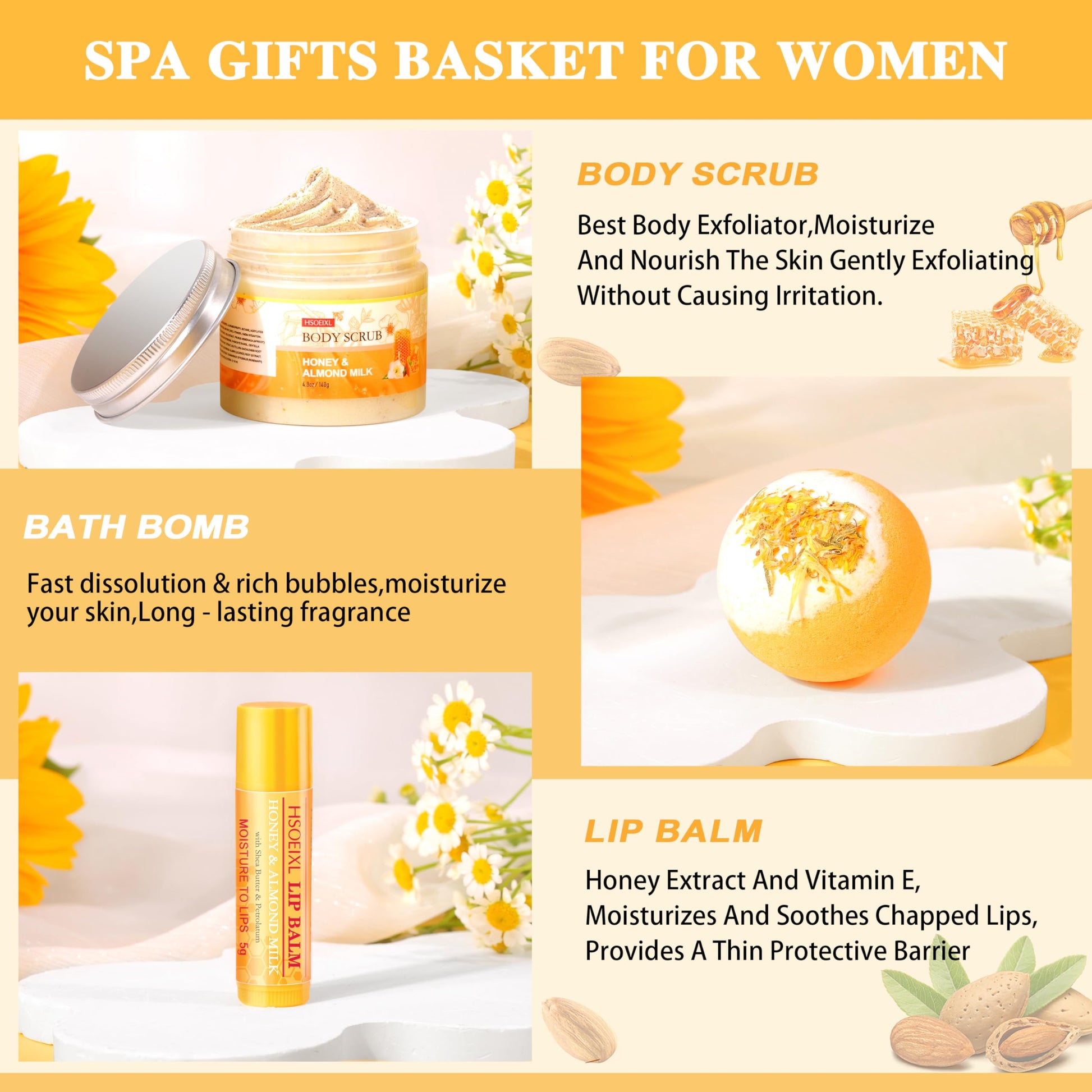 Hsoeixl spa gift basket golden packaging detail