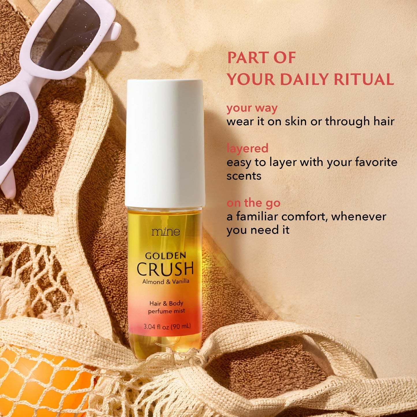 Close up of Mine almond and vanilla hair perfume