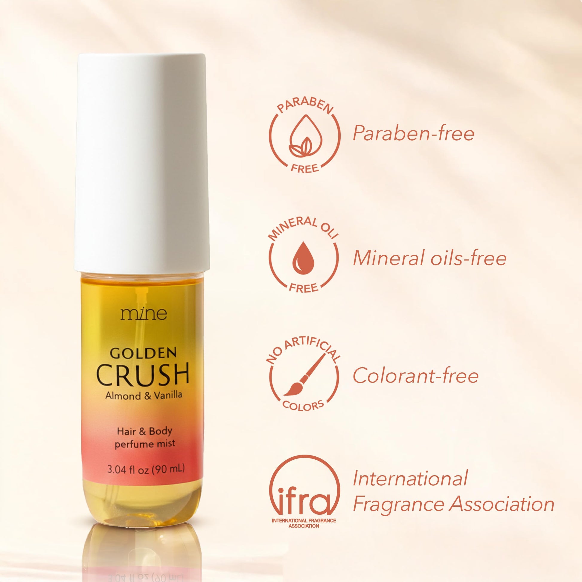 Applying Mine hair perfume mist to hair