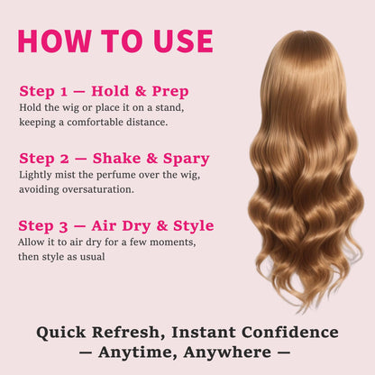 Usage demonstration of Lace Layer Wig Perfume Mist on a synthetic wig