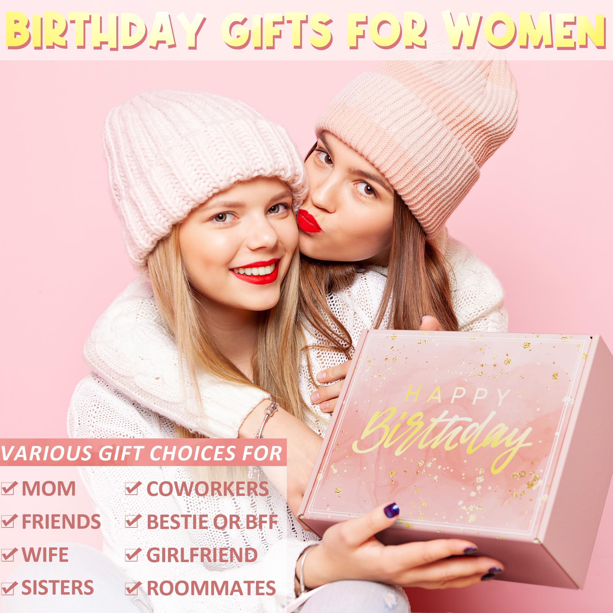 MAYICIVO birthday self care gift package showing rose gold theme with handmade soap and bath bomb