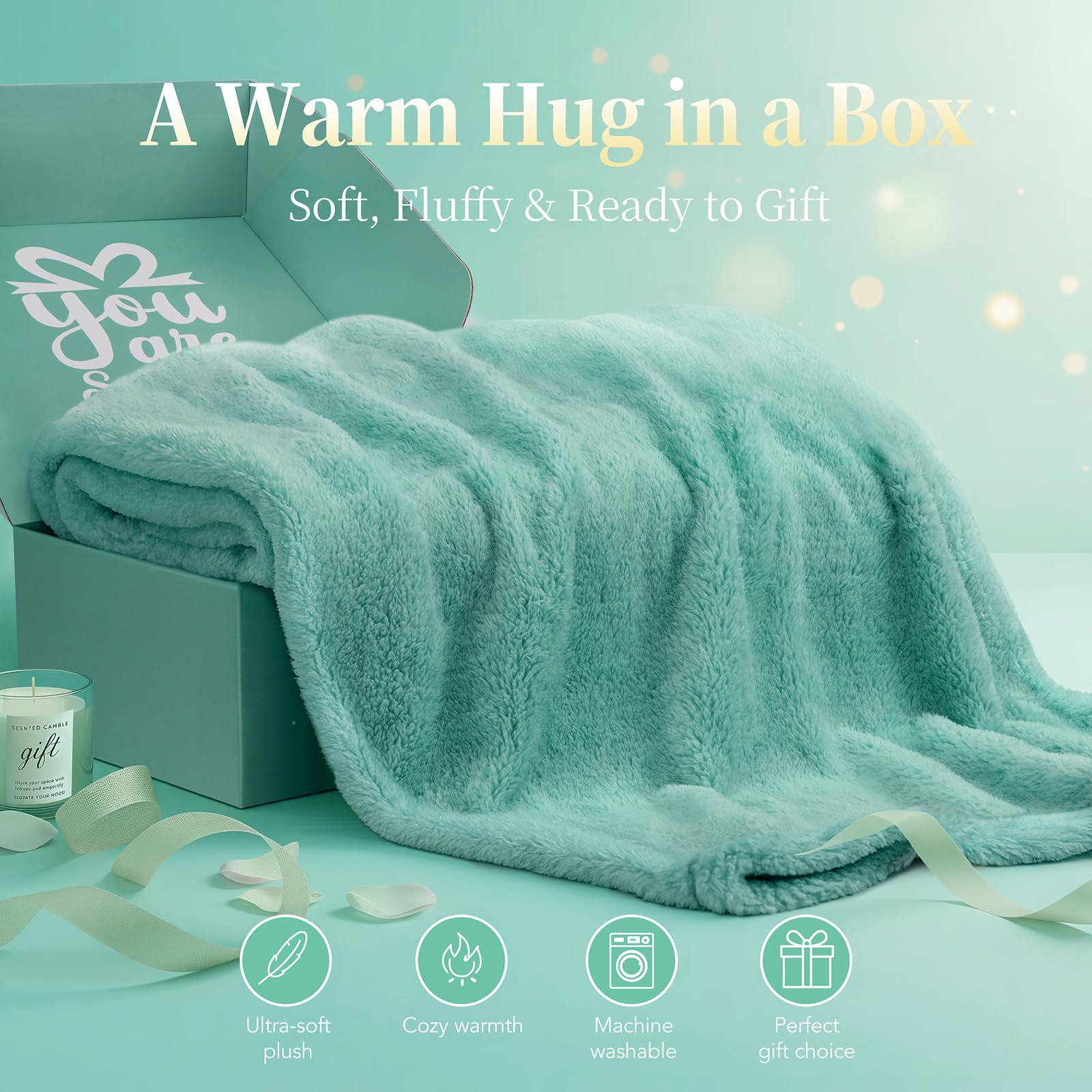 IZZUBIZ ultra plush throw blanket inside the premium women self care package