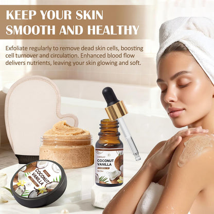 Eirnay practical spa tools including a soft bath puff and a durable shower cap included in the luxury basket.