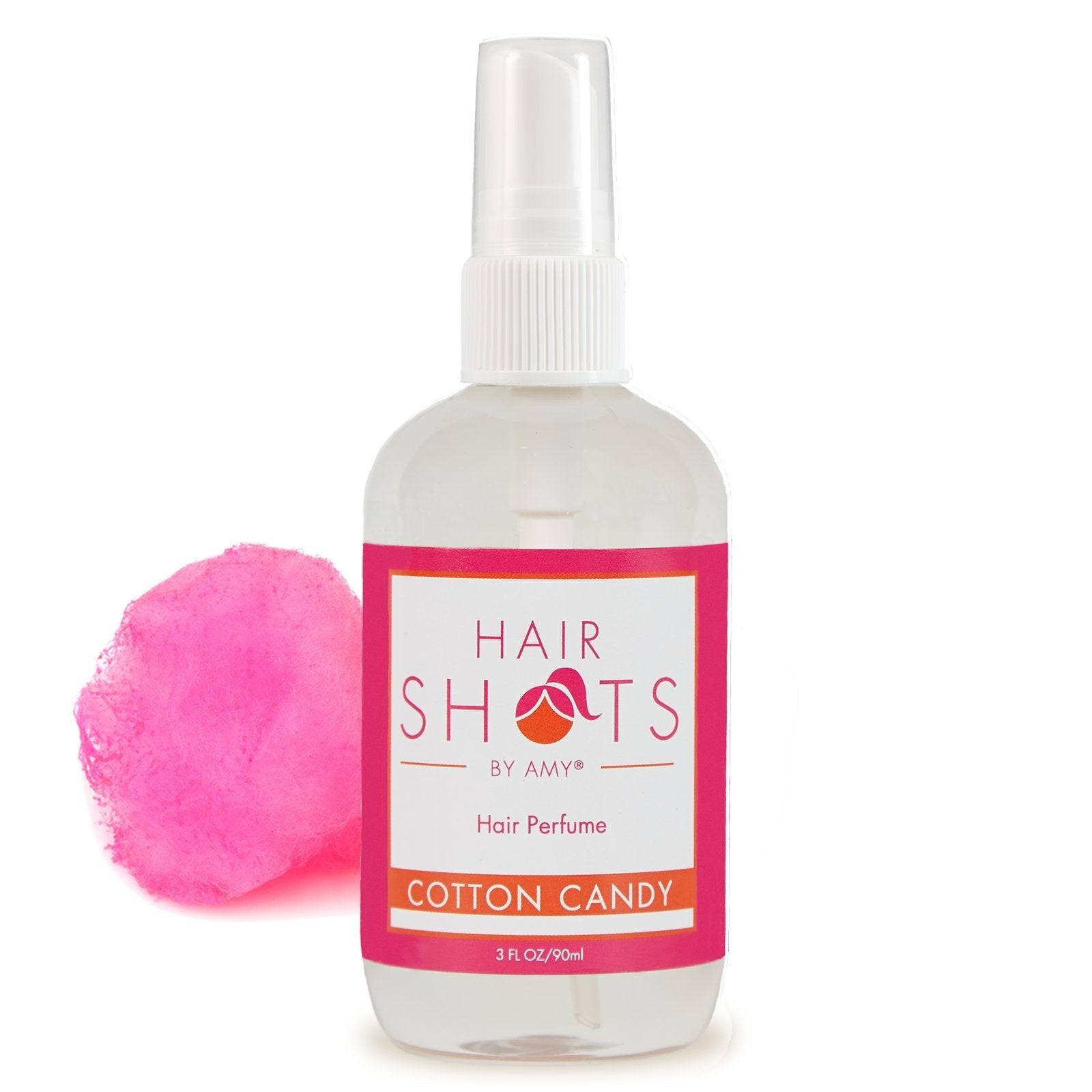 Travel size bottle of Hair Shots Cotton Candy hair fragrance for refreshing locks