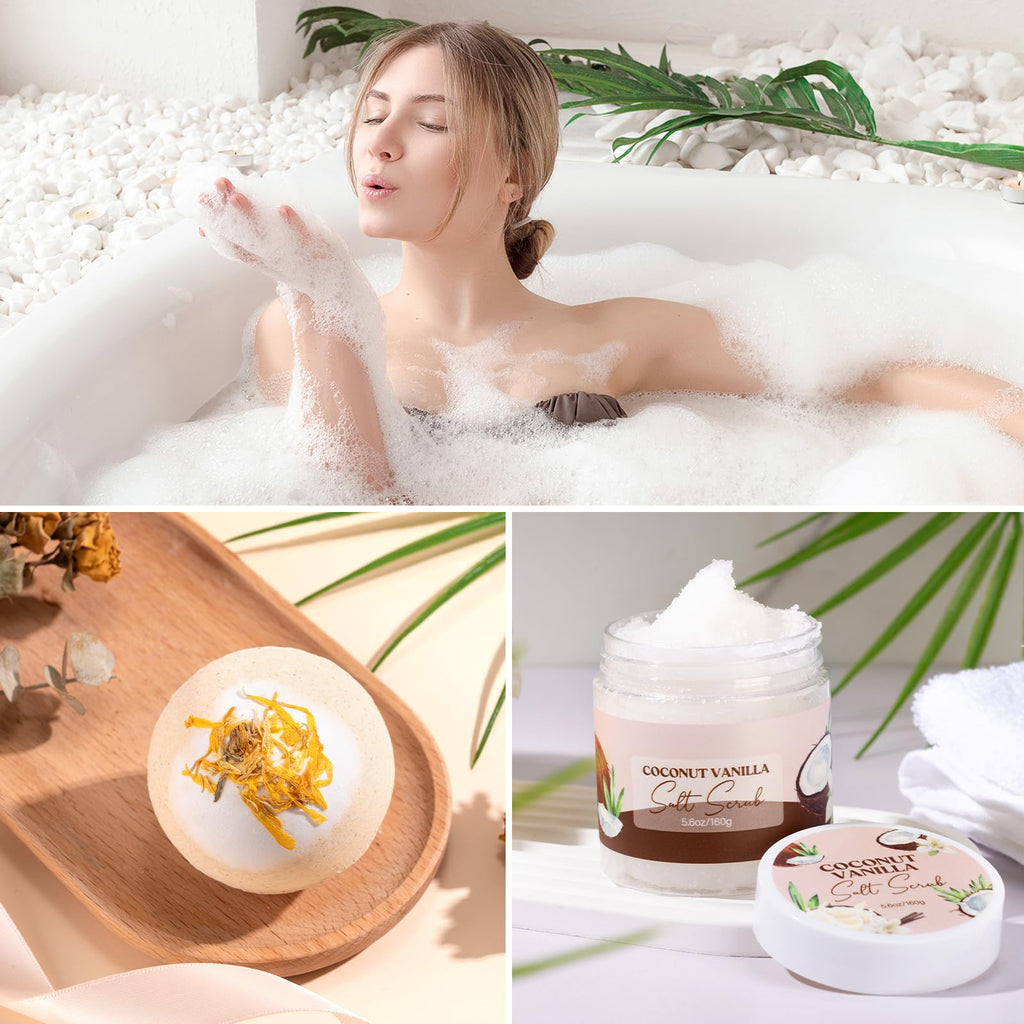 GiftPeak wellness set accessories including the glass drinkware and bath essentials.