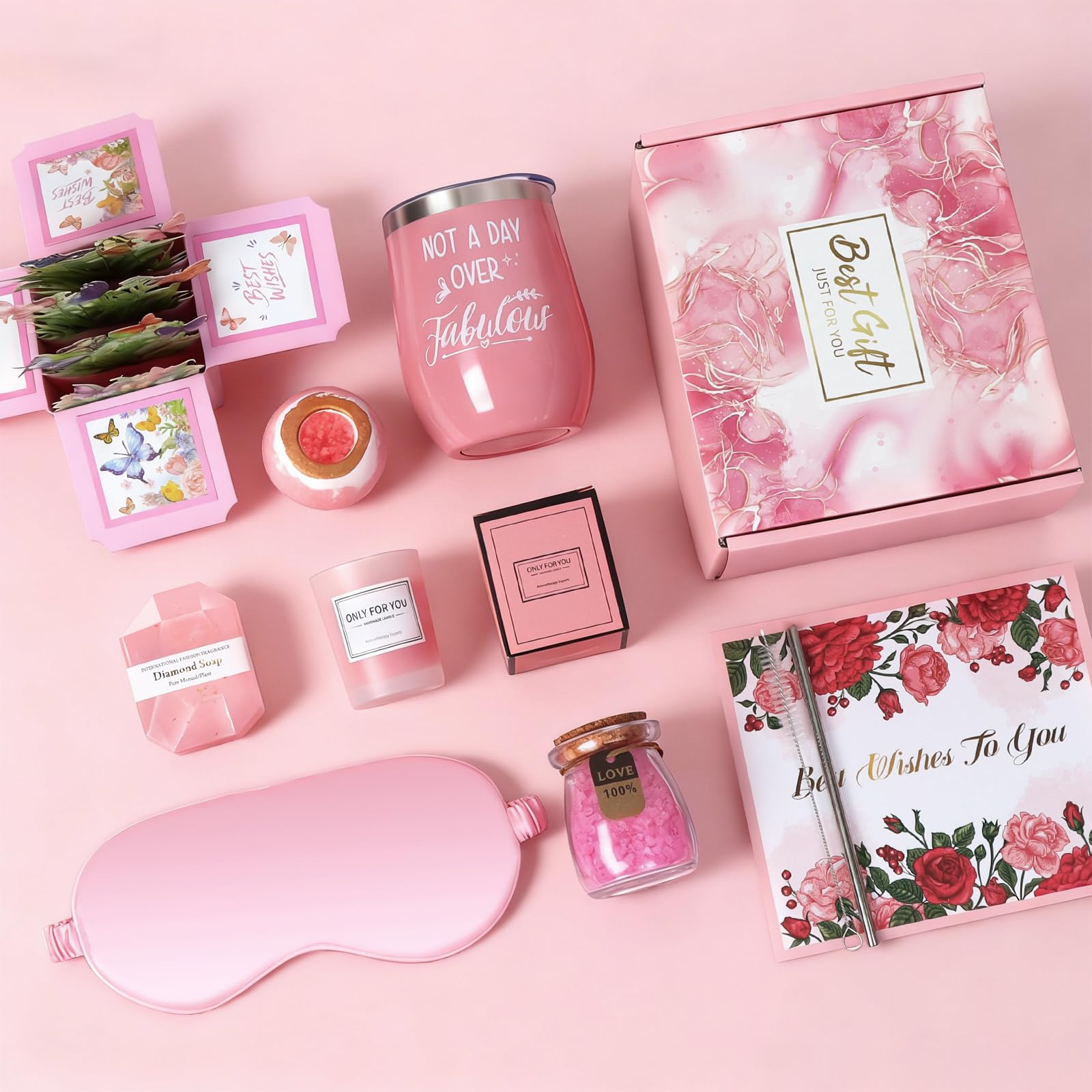 Le Cadeau spa gift set with 16 ounce coffee mug and bath items