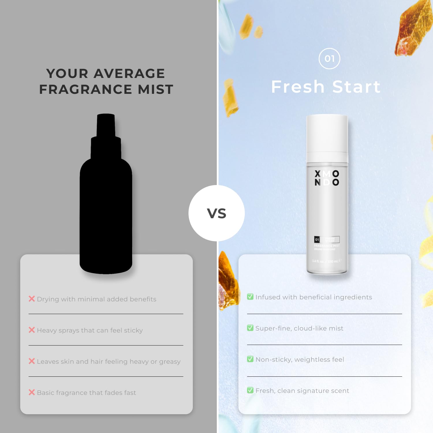 Lifestyle shot of XMONDO 01 Fresh Start fragrance spray