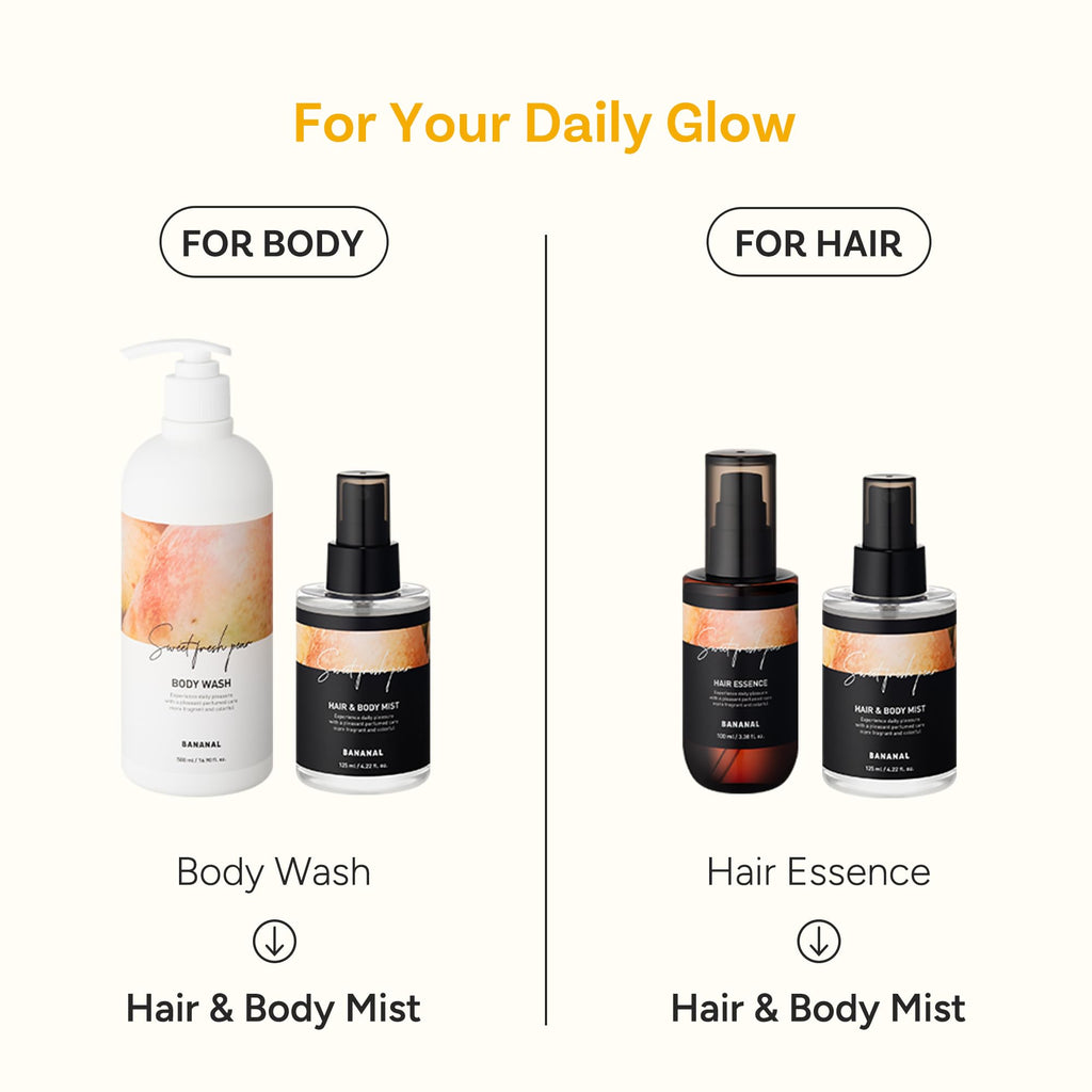 BANANAL perfumed mist lifestyle application on hair and skin