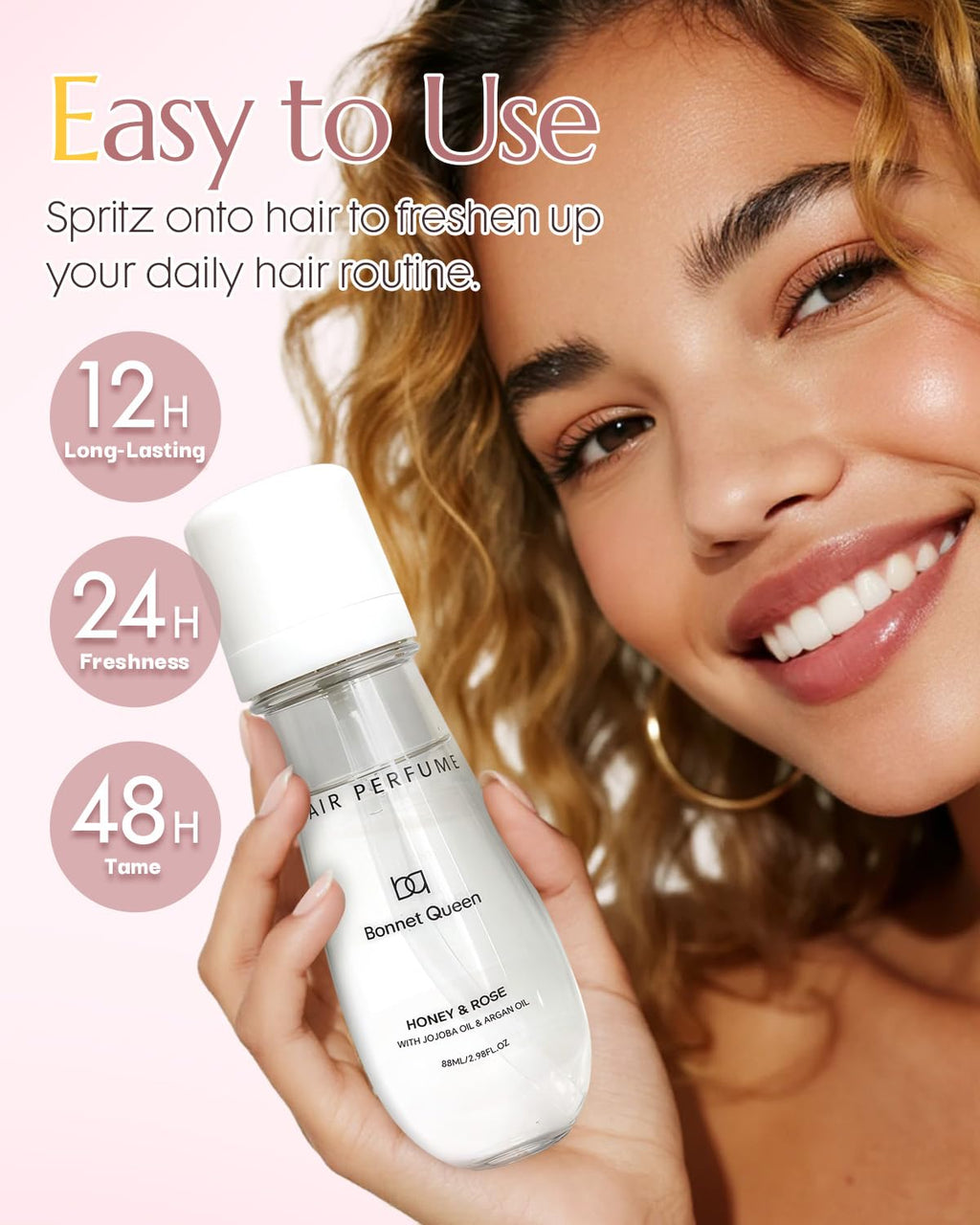 Bonnet Queen leave-in hair spray bottle lifestyle setting