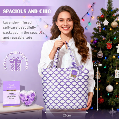 Close up view of EIRNAY moisturizing body butter and exfoliating body scrub with purple lavender packaging