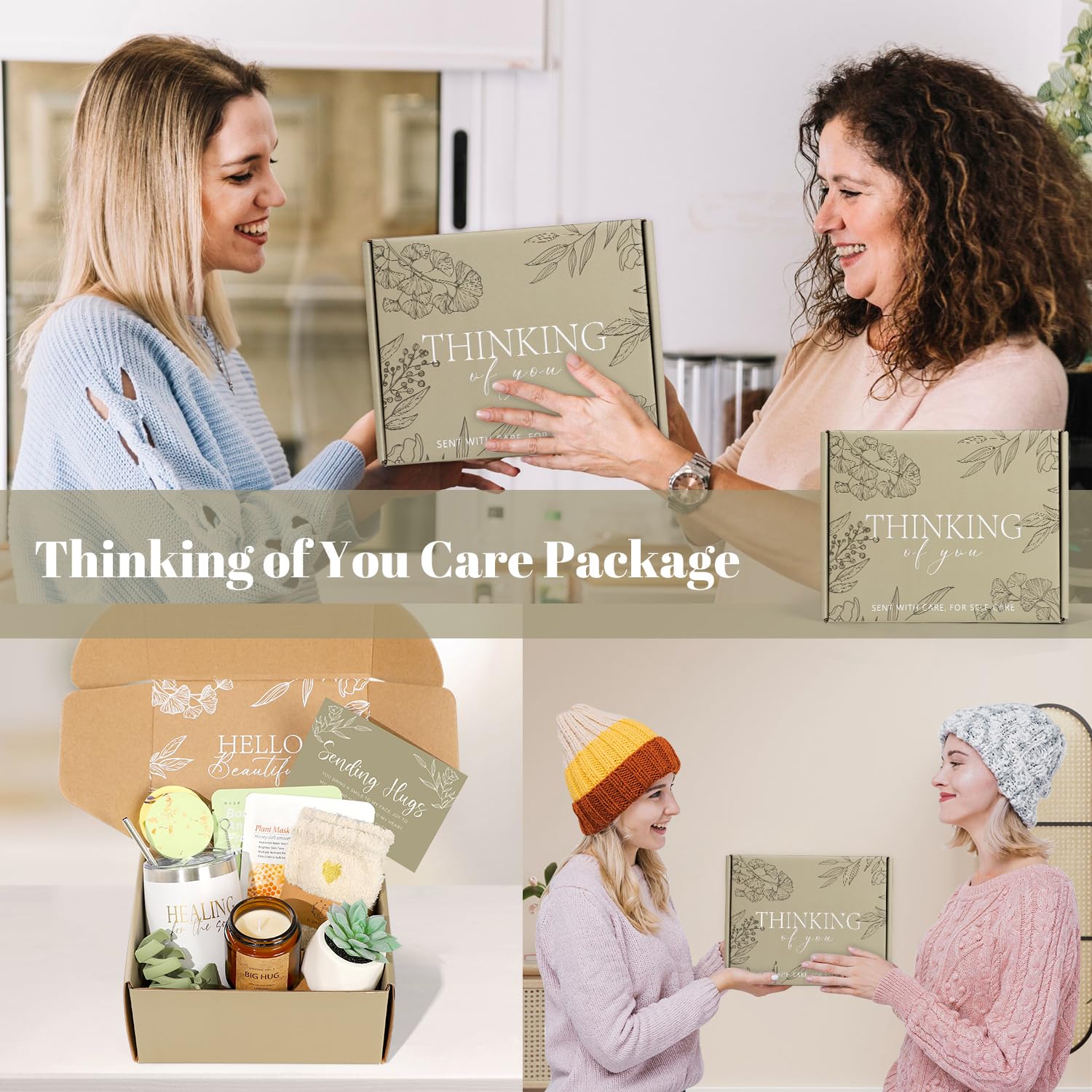 Complete Giftpeak spa recovery gift basket set on a neutral background