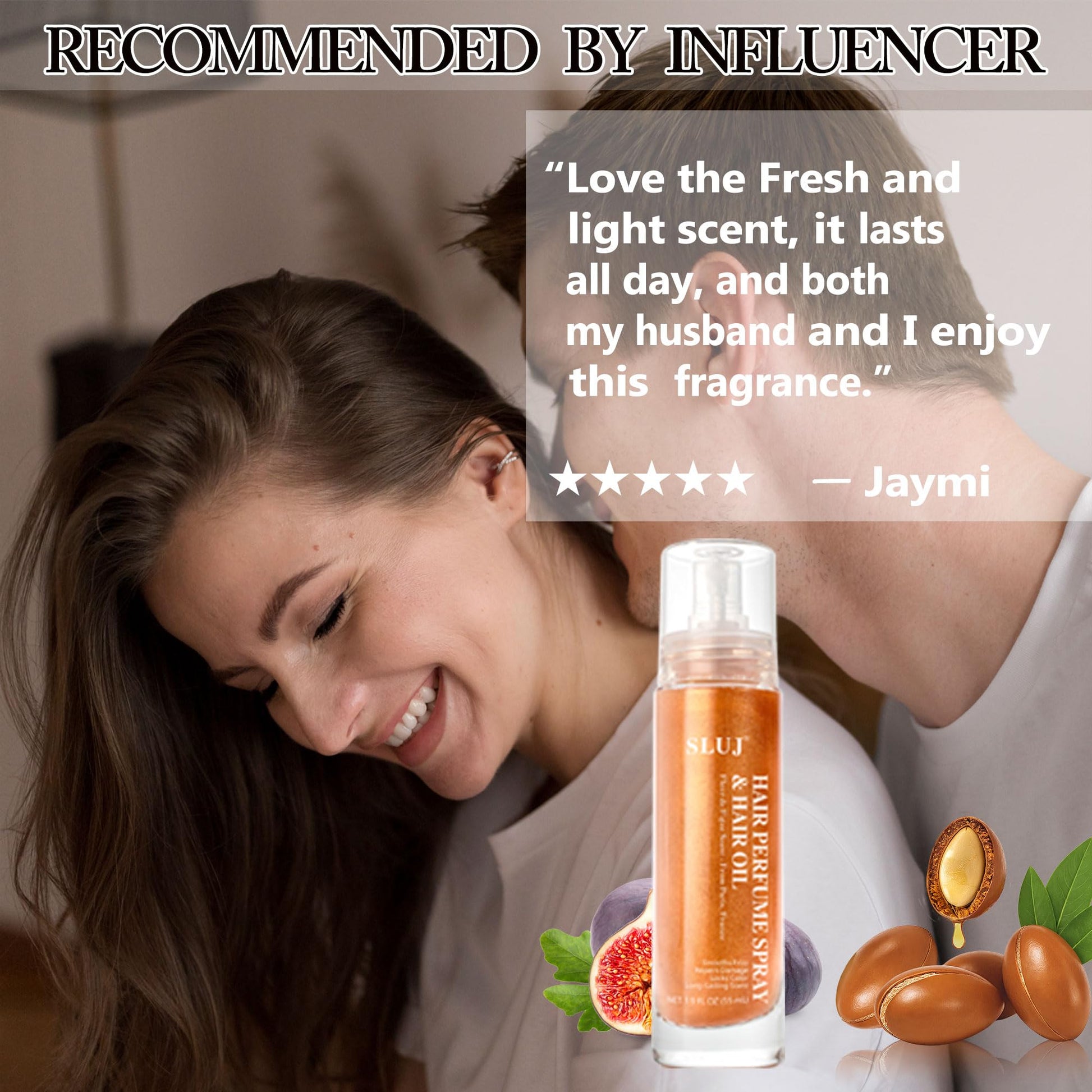 Side profile of SLUJ hair fragrance bottle