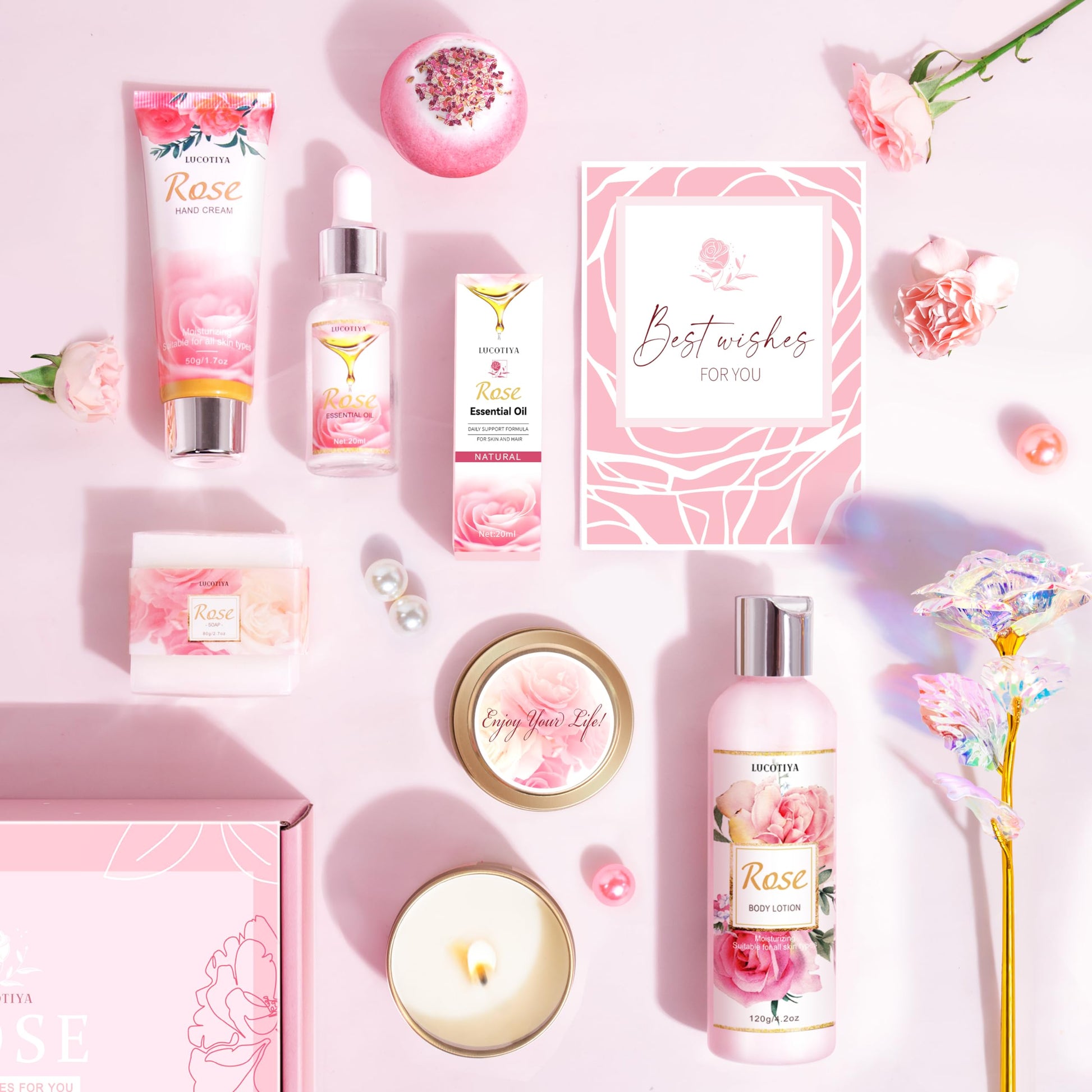 Lucotiya home spa kit items layout