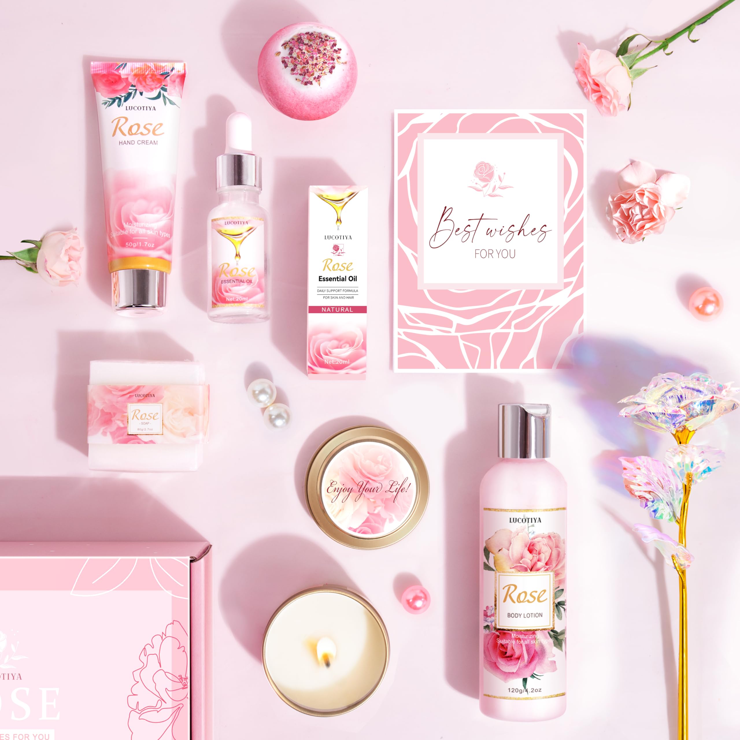 Lucotiya home spa kit items layout