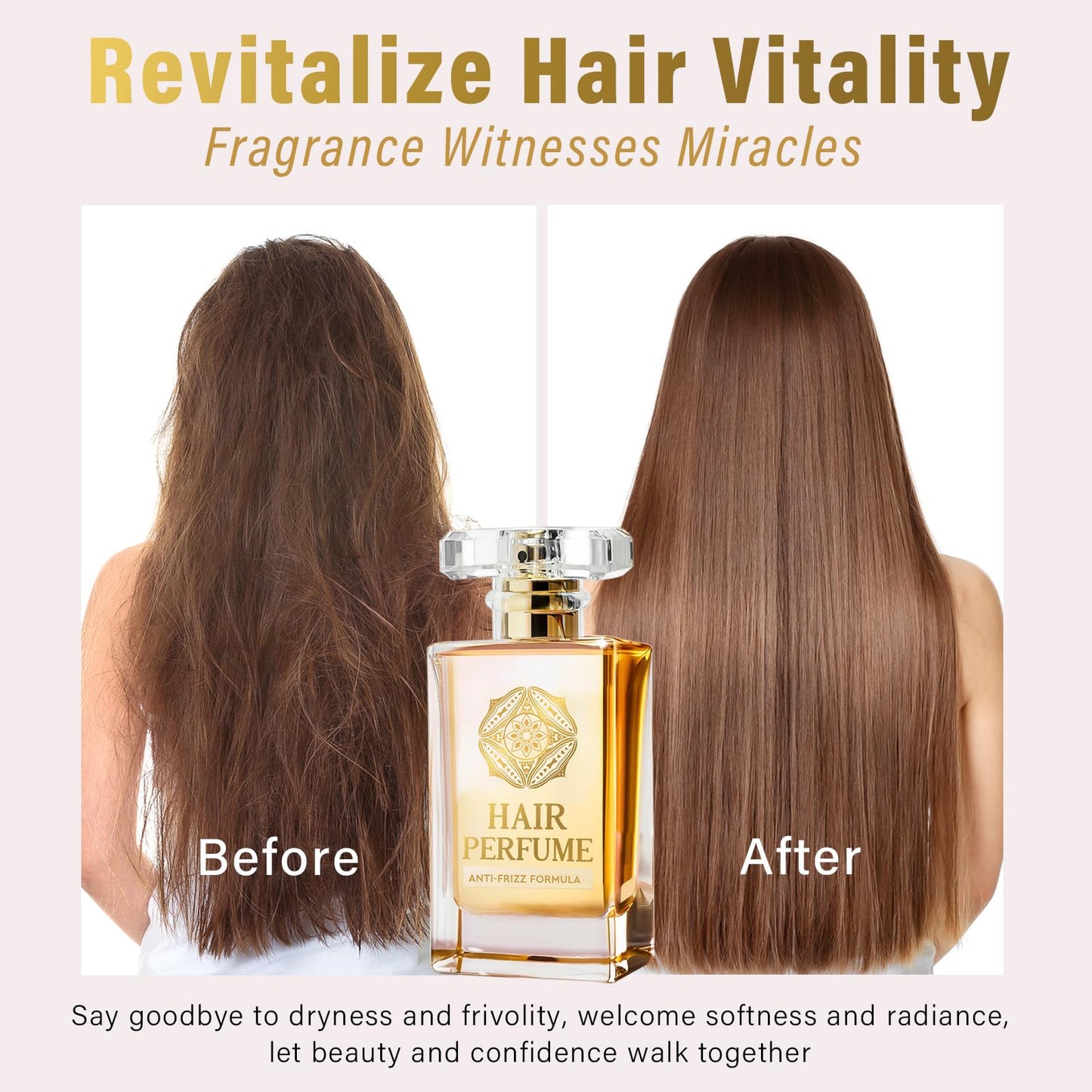 Applying Moskila hair perfume to hair ends