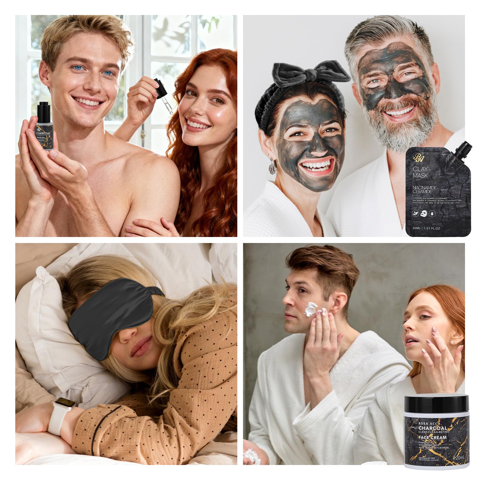 Gift set presentation of 35 piece charcoal bath and body collection