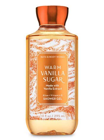 Close up of Bath And Body Works Warm Vanilla Sugar shower gel bottle