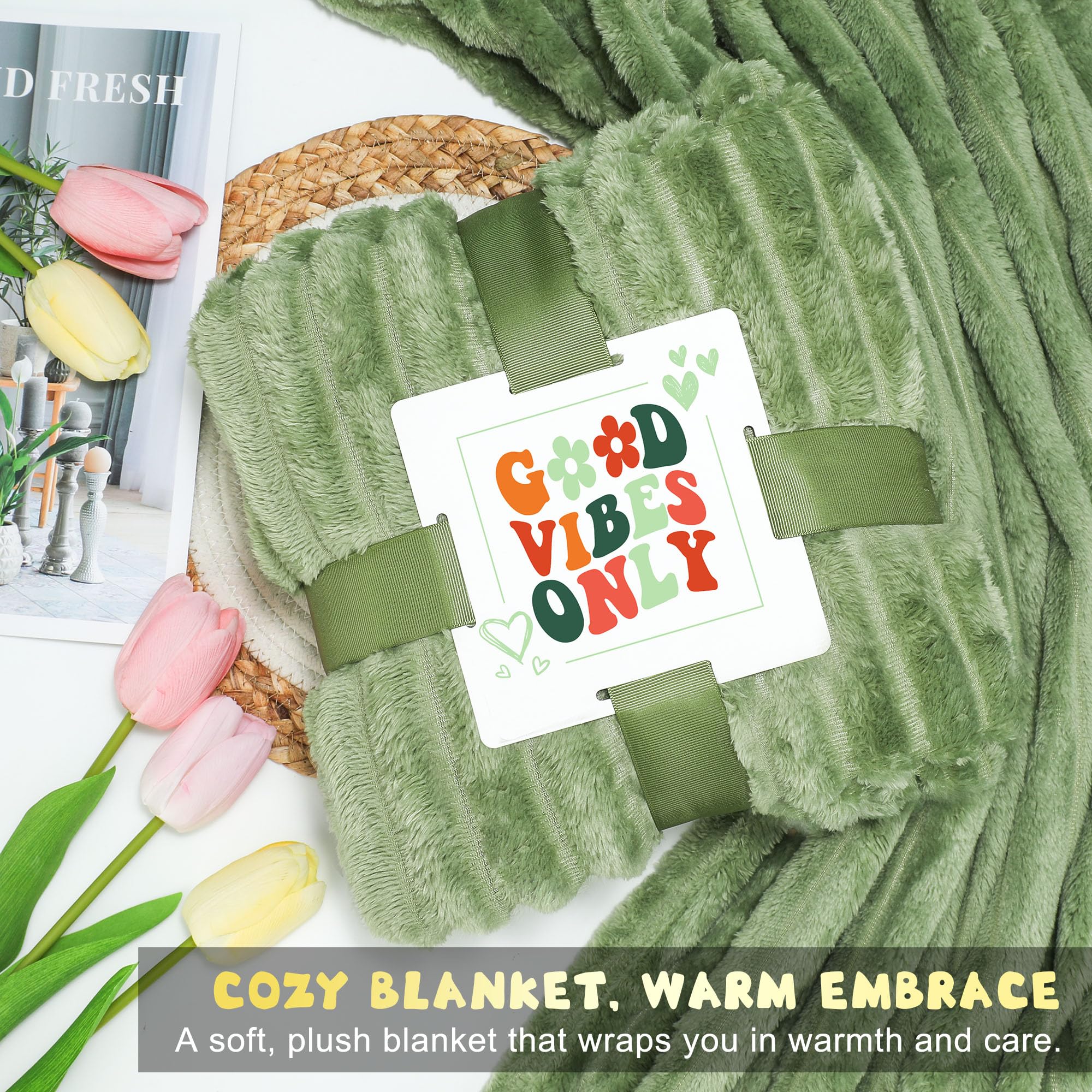 Clexela soft plush throw blanket with positive message
