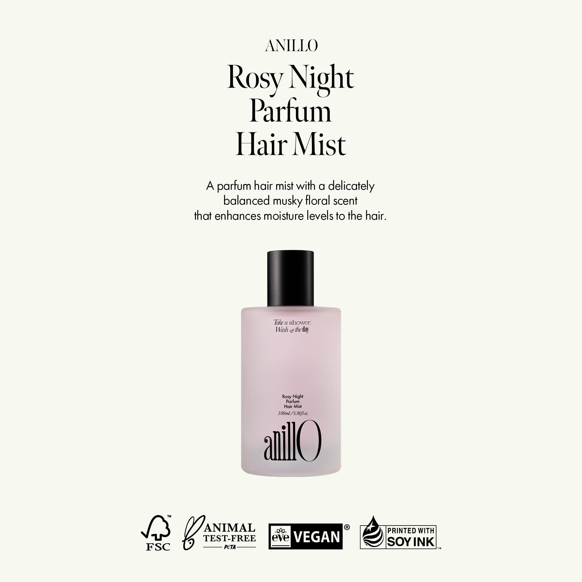 Anillo Rosy Night hair mist packaging details