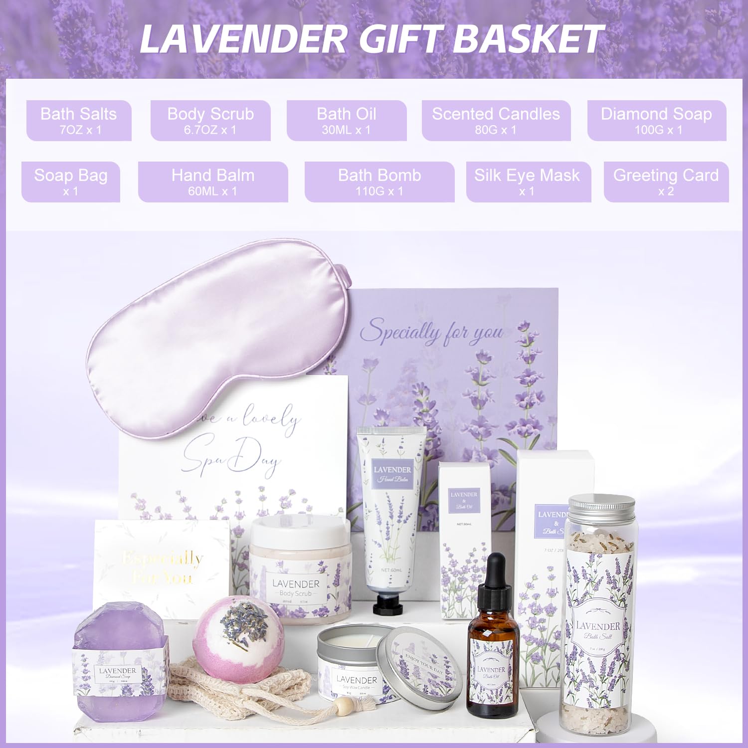 Frerdui aromatherapy bath gift kit unboxed showcasing body scrub and soy wax candles