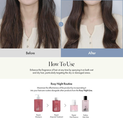 Anillo Rosy Night hair perfume 100ml size reference